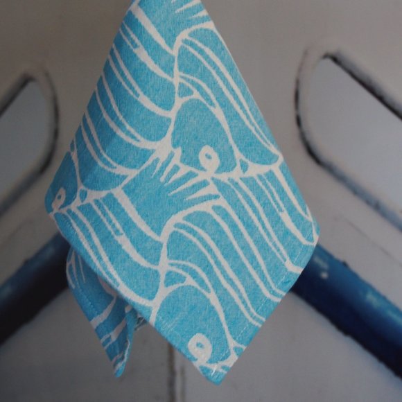 Set of 4 - Fish Pattern Kitchen Towel Set - Gift Wrap Napkin Set Dish Cloth - Picture 3 of 3